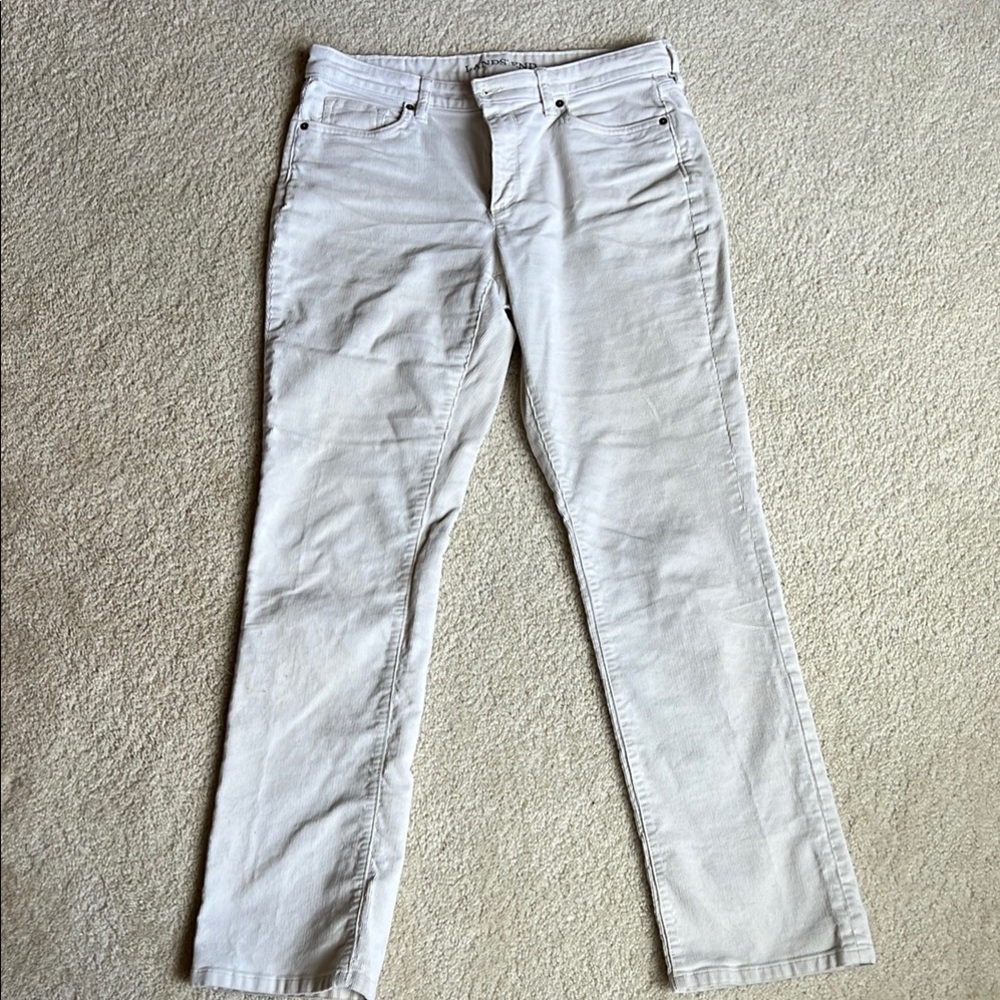 White Straight-Leg Corduroy Jeans